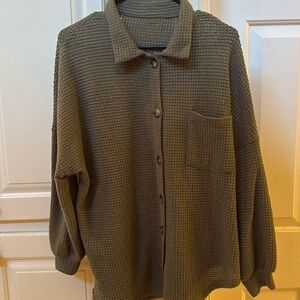 Olive green fall thermal button up